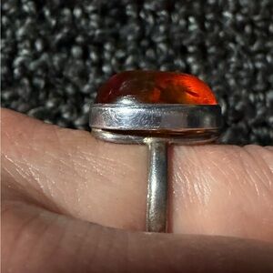 Sterling Silver Amber Ring size 8.5